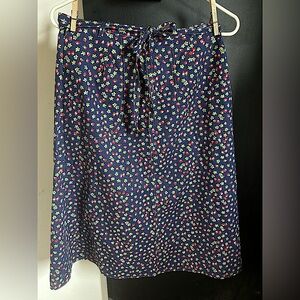 Vintage 70's Blue Floral Strawberry Wrap Skirt Size S